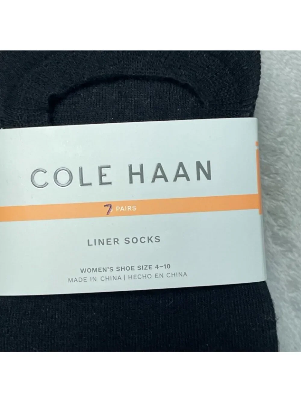 NWT 7 Pairs Cole Haan Women's 4-10 Liner Socks Black Stretch Non-Slip Heel F1275